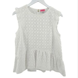Kate Spade New York Eyelet Blouse Size 8 Rear Zip 100% Cotton Fully Lined